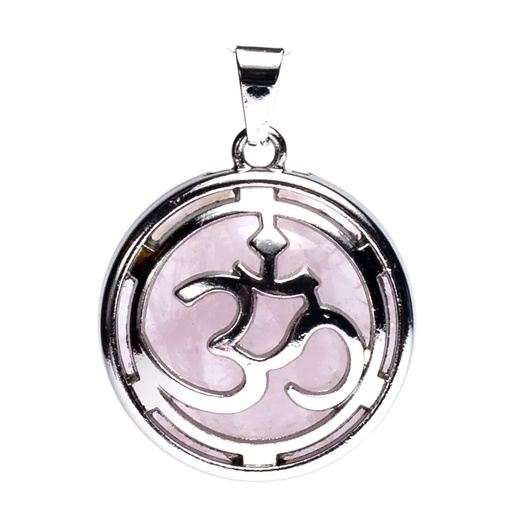 [8720088299203] Pendentif Om avec Quartz rose | 3cm