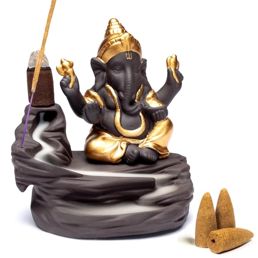 [8720088299296] Brûle encens à refoulement Ganesh | 9x6x10 cm