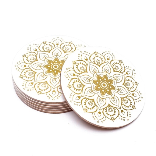[8720088299777] Dessous de verre Mandala blanc lot de 6 |152g