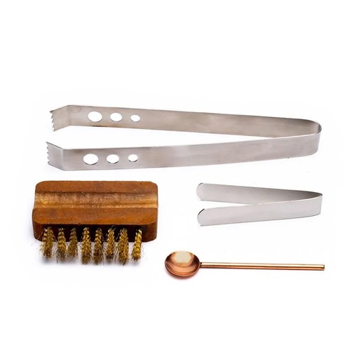 [8720512970104] Ensemble d'accessoires pour encens pinceau, cuillère, pinces |173 g