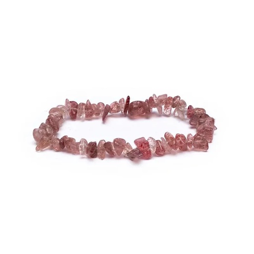 [8720512970616] Bracelet Chips de Quartz fraise élastique | ±0.7 cm