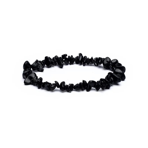 [8720512970661] Bracelet Chips Tourmaline noire élastique | ±0.7 cm