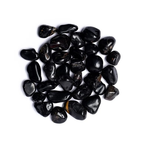 [8720512971439] Onyx noir pierre polie de qualité A | ± 1000g; ± 3-4cm