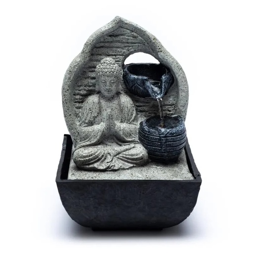 [8720512971569] Fontaine à eau Bouddha gris -- 13,3x13,3x20cm