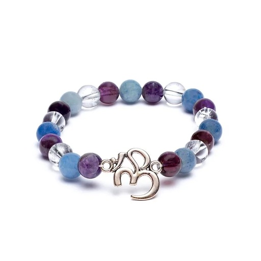 [8720512971828] Mala/bracelet Améthyste/ Aventurine/ Cristal de roche + Om