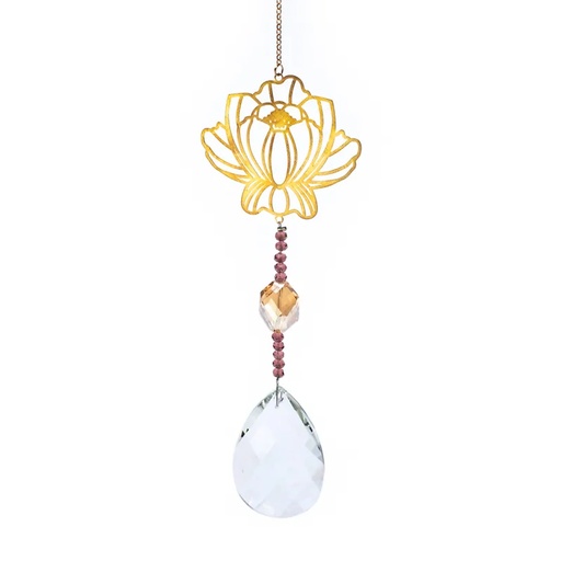 [8720512971859] Goutte en verre blanc avec Lotus | 30cm