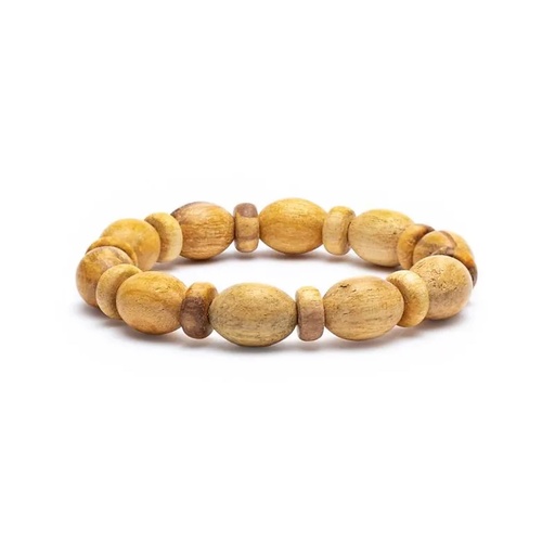 [8720512972467] Bracelet élastique Palo Santo perles ovales et donut | ±1 cm
