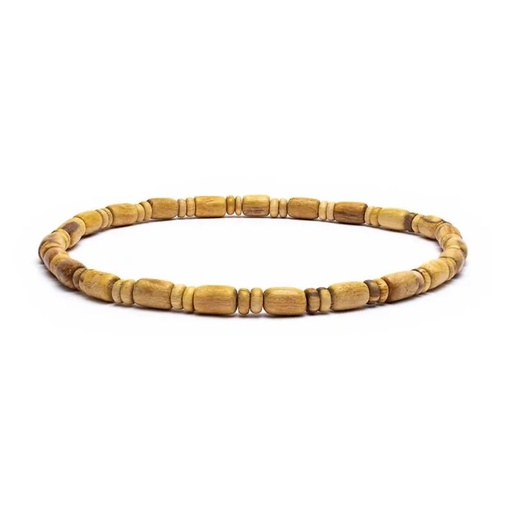 [8720512972474] Collier élastique Palo Santo et perles tubes et donut | ±1 cm