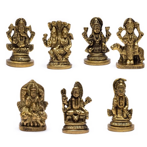 [8720512972740] Set de 7 statues de divinités hindoues pour les anniversaire