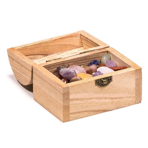 [8720512973884] Coffret à trésor + pierres polies d'Afrique du Sud | 200g; 9.5x6.5x7cm