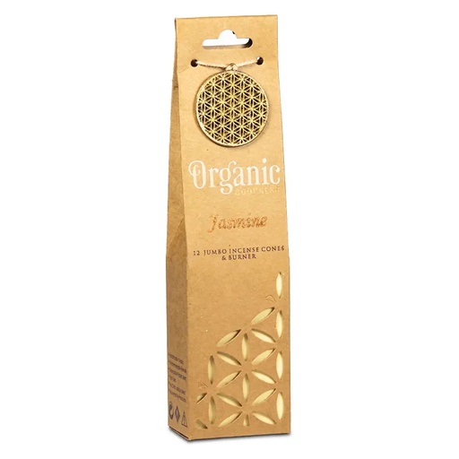 [8903833901204] Organic Goodness Cônes déncens Jasmin + brûleur | 72 g
