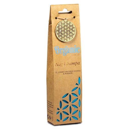 [8903833901228] Organic Goodness Cônes déncens Nag Champa + brûleur | 72g
