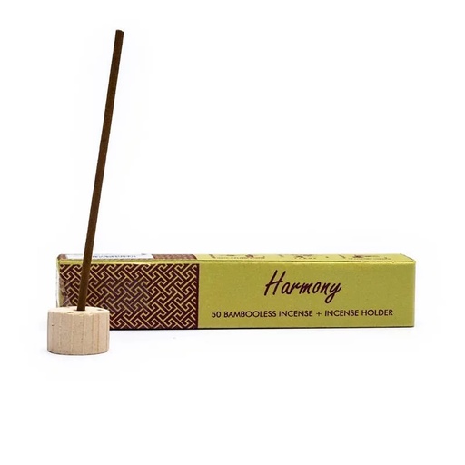 [8903833905257] Encens aux herbes sans bambou avec support - Harmony | 34 g