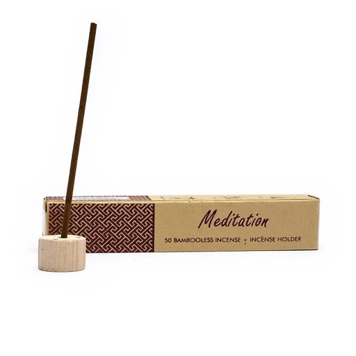 [8903833905295] Encens aux herbes sans bambou avec support Méditation | 34 g
