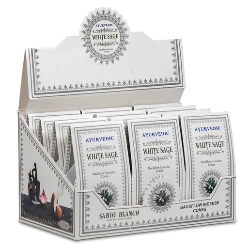 [8906038342391] Cônes déncens à refoulement Ayurvedique Sauge Blanche | 30 g