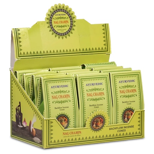 [8906038342452] Cônes déncens à refoulement Ayurvedique Nag Champa | 30 g