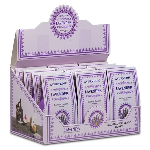 [8906038342476] Cônes déncens à refoulement Ayurvedique Lavande | 30 g