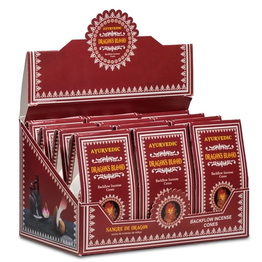 [8906038342575] Cônes déncens à refoulement Ayurvedique sang du dragon | 30g
