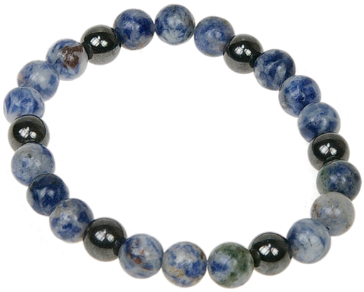 [0811200013925] Bracelet Sodalite et Hématite Perles rondes 8 mm
