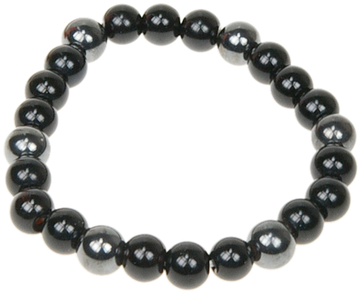 [0811200013949] Bracelet Onyx et Hématite Perles rondes 8 mm