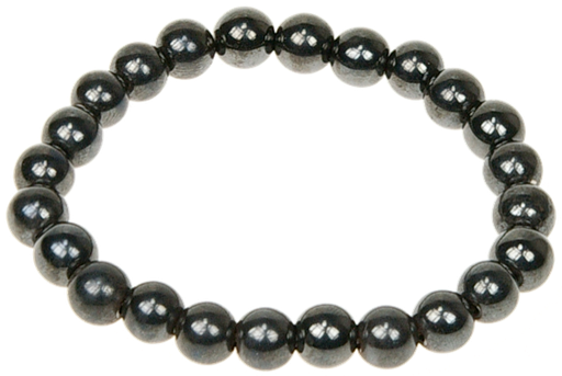 [0811200013963] Bracelet Hématite Perles rondes 8 mm