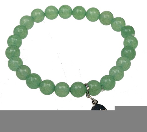 [0811200014175] Bracelet Aventurine Verte Perles rondes 8 mm et Breloque chance
