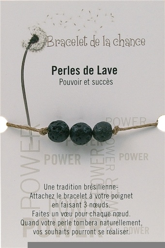 [0811200016438] Bracelet de la chance - Perles de Lave