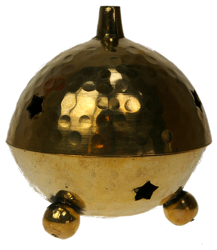 [3660341228432] Brûle-encens laiton - forme boule