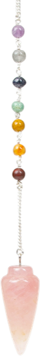 [3660341237915] Pendule 7 Chakras Toupie Quartz Rose