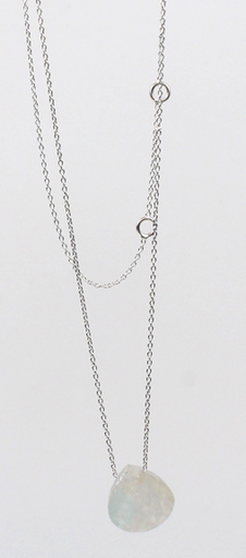 [3660341303603] Collier Briolette facettée Pierre de Lune 13 mm - Argent 925