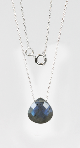 [3660341303610] Collier Briolette facettée Labradorite 13 mm - Argent 925