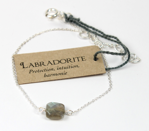 [3660341303627] Bracelet coussin de Labradorite 7 mm - Argent 925