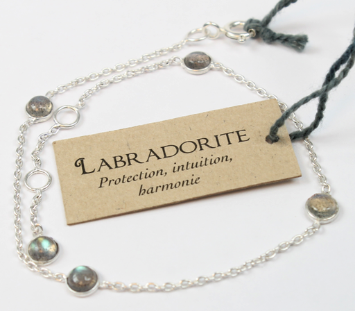 [3660341303818] Bracelet pierres Labradorite 4 mm - Argent 925