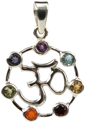 [3660341306024] Pendentif Pierres des Chakras Argent 925 Om