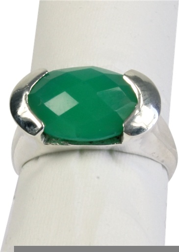 [3660341306994] Bague argent Chryso Onyx facetté - Taille 52