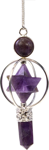 [3660341312681] Pendule Merkaba 3 Pierres en Améthyste