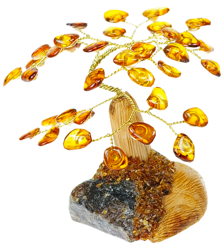 [3660341312919] Arbre du Bonheur Ambre cognac mixé 7 cm