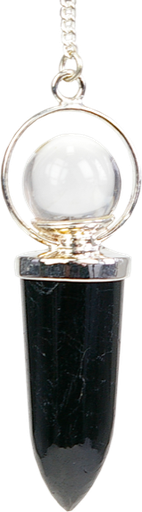 [3660341318898] Pendule Pointe Tourmaline Noire et Bille de Cristal
