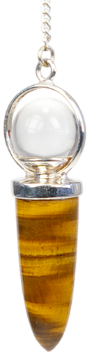 [3660341318904] Pendule Pointe Œil de Tigre et Bille de Cristal
