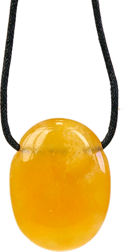 [3660341322413] Collier Calcite Orange Pierre ovale percée Cordon noir