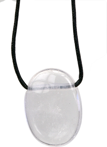 [3660341322420] Collier Cristal de Roche Pierre ovale percée Cordon noir