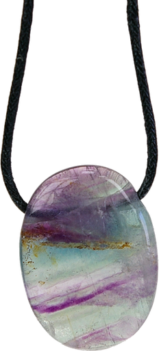 [3660341322437] Collier Fluorite Pierre ovale percée Cordon noir