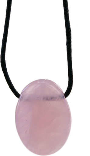 [3660341322468] Collier Quartz Rose Pierre ovale percée Cordon noir