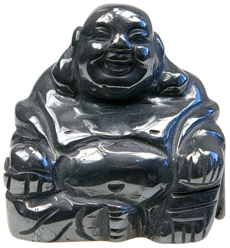 [3660341322666] Bouddha Rieur Assis 4 cm - Hématite