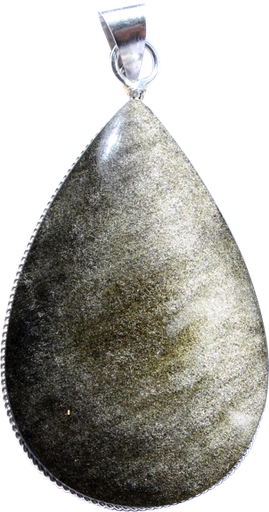 [3660341401118] Pendentif Obsidienne Dorée Forme ovale