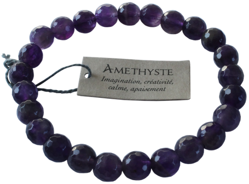 [3660341412312] Bracelet Améthyste Perles rondes facettées