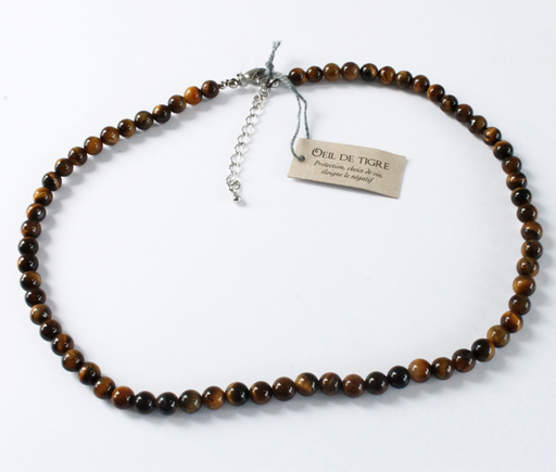 [3660341546895] Collier Oeil de Tigre Perles rondes 6 mm