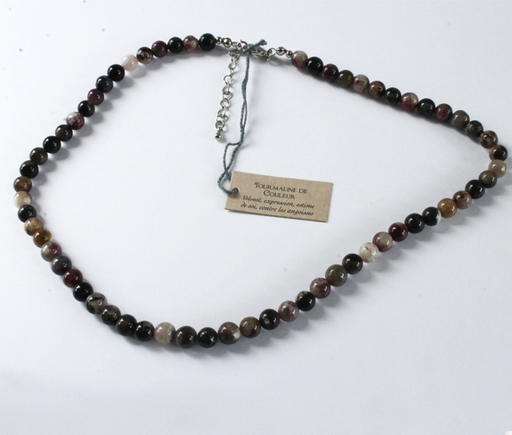 [3660341546970] Collier Tourmaline de couleur Perles rondes 7 mm