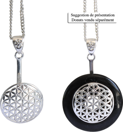 [3660341547090] Porte-donut métal argenté - Fleur de vie