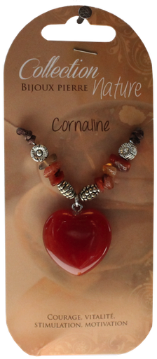 [3660341548042] Collier pendentif cœur et perles baroques - Cornaline Chauffée